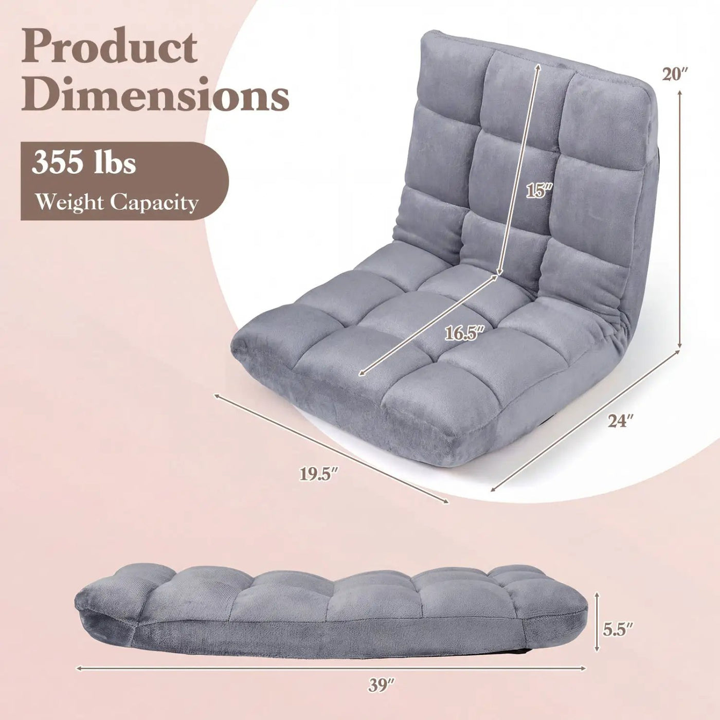 Adjustable 14-position Cushioned Floor Chair by DirectDeals