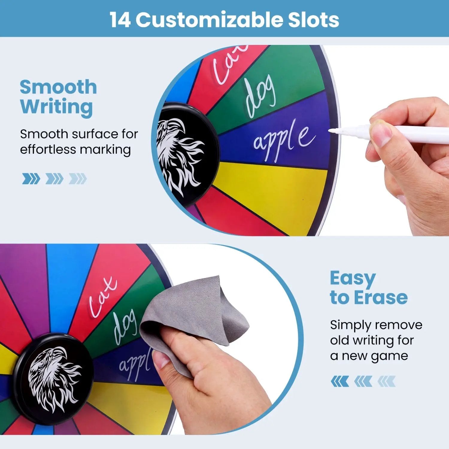 14 Slots Spin Wheel with Blackboard Marker by DirectDeals