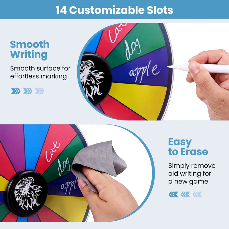 14 Slots Spin Wheel with Blackboard Marker by DirectDeals