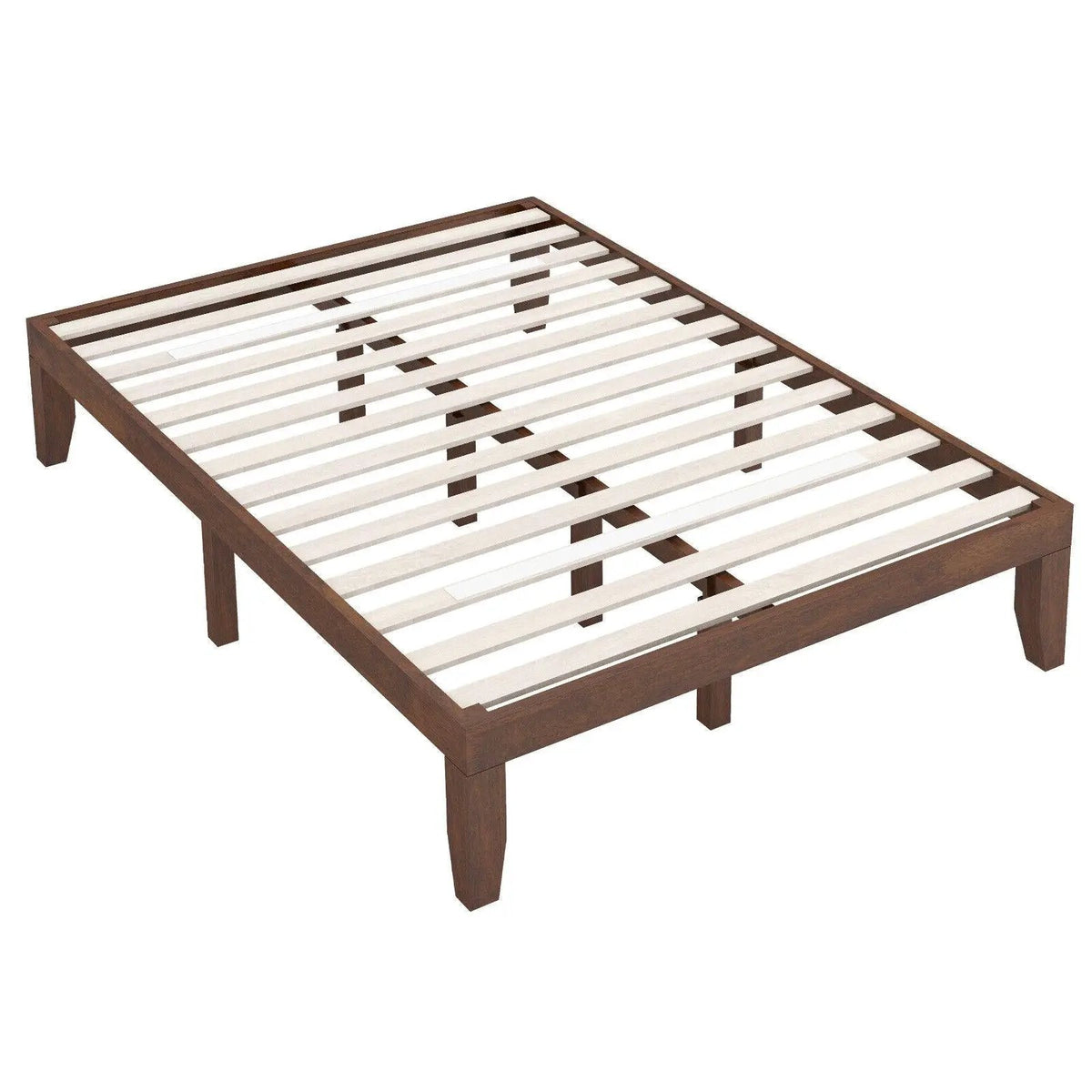 14 Inch Full Size Wood Platform Bed Frame with Wood Slat Support by DirectDeals