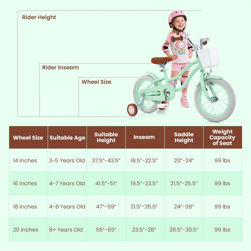 16 Inch Kids Bike with Adjustable Seat and Bell for Kids 3-8 Years Olds-16 inches by DirectDeals