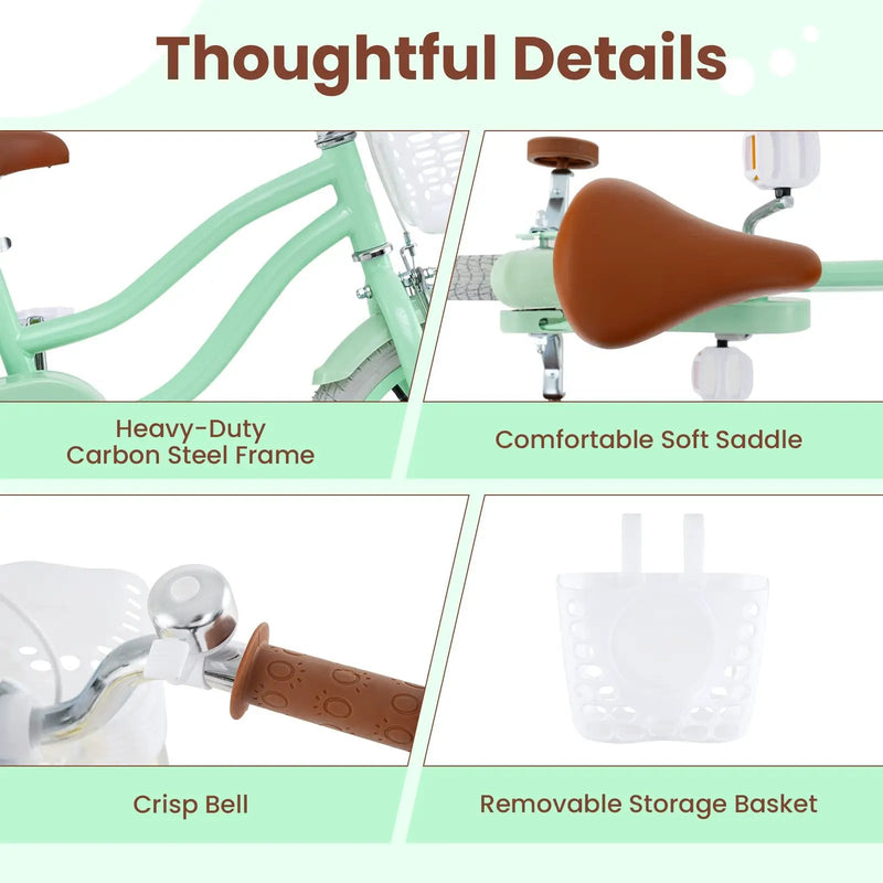 16 Inch Kids Bike with Adjustable Seat and Bell for Kids 3-8 Years Olds-16 inches by DirectDeals