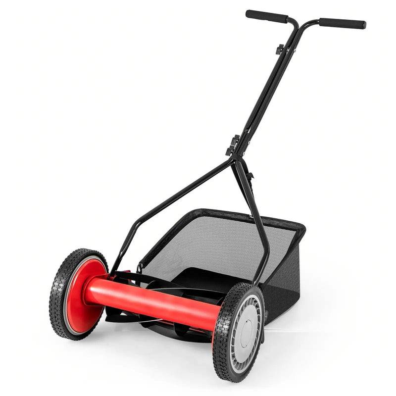 14 Inch Push Lawn Mower with 5 Steel Blades and Grass Catcher Bag by DirectDeals
