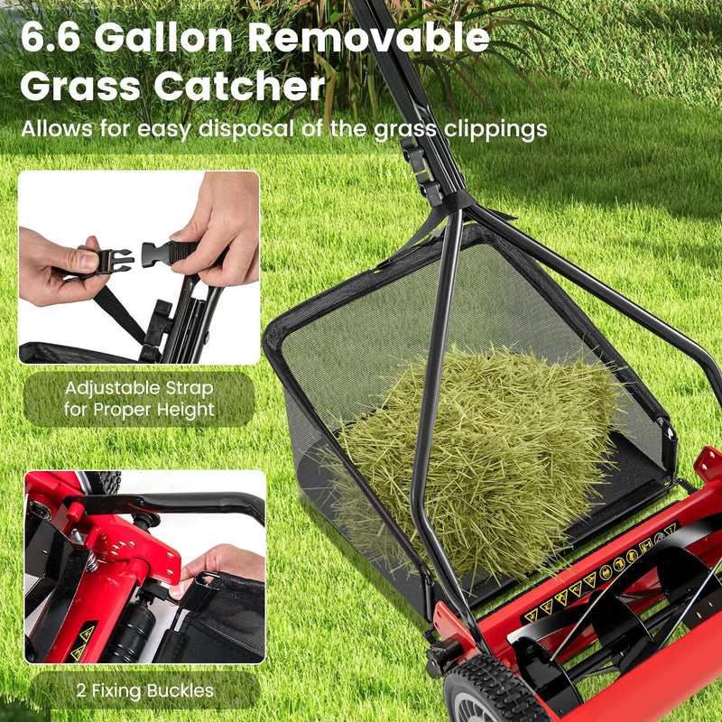 14 Inch Push Lawn Mower with 5 Steel Blades and Grass Catcher Bag by DirectDeals