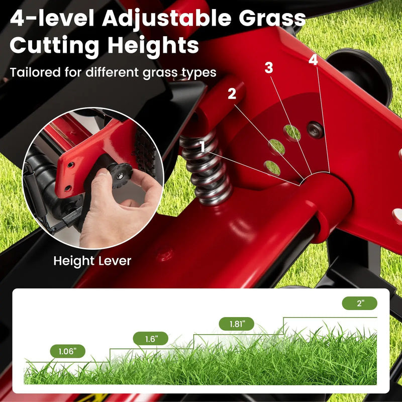 14 Inch Push Lawn Mower with 5 Steel Blades and Grass Catcher Bag by DirectDeals