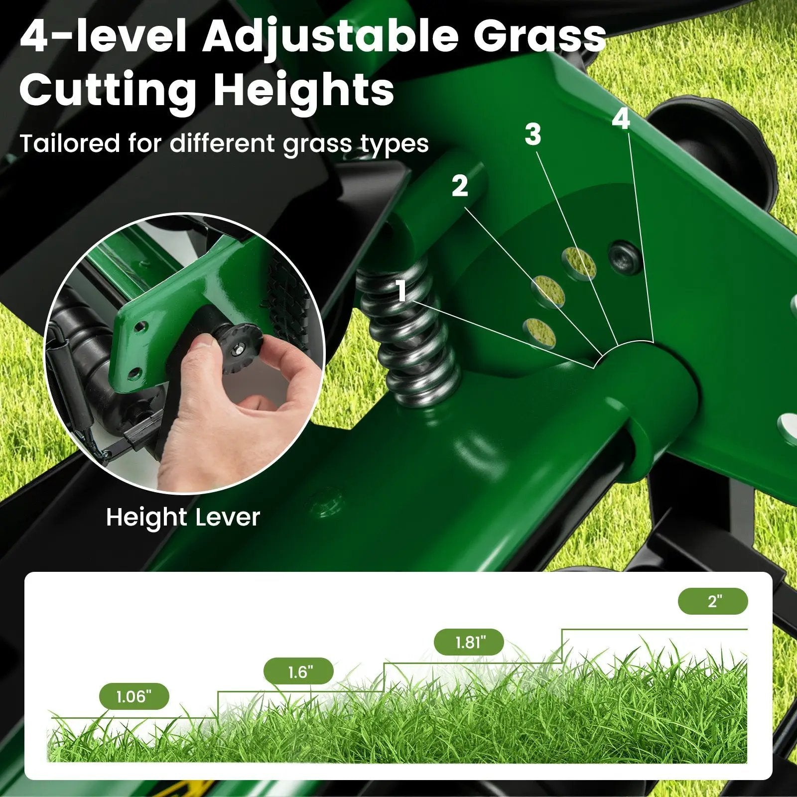14 Inch Push Lawn Mower with 5 Steel Blades and Grass Catcher Bag by DirectDeals