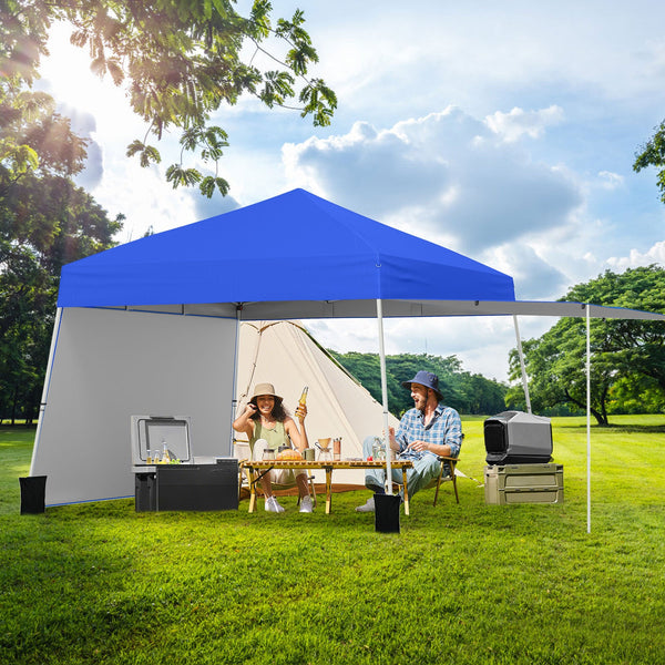 14 x 9.2 Feet Pop up Canopy Tent with 2 Convertible Sidewalls to Awning and Stakes, photo 2 of 11