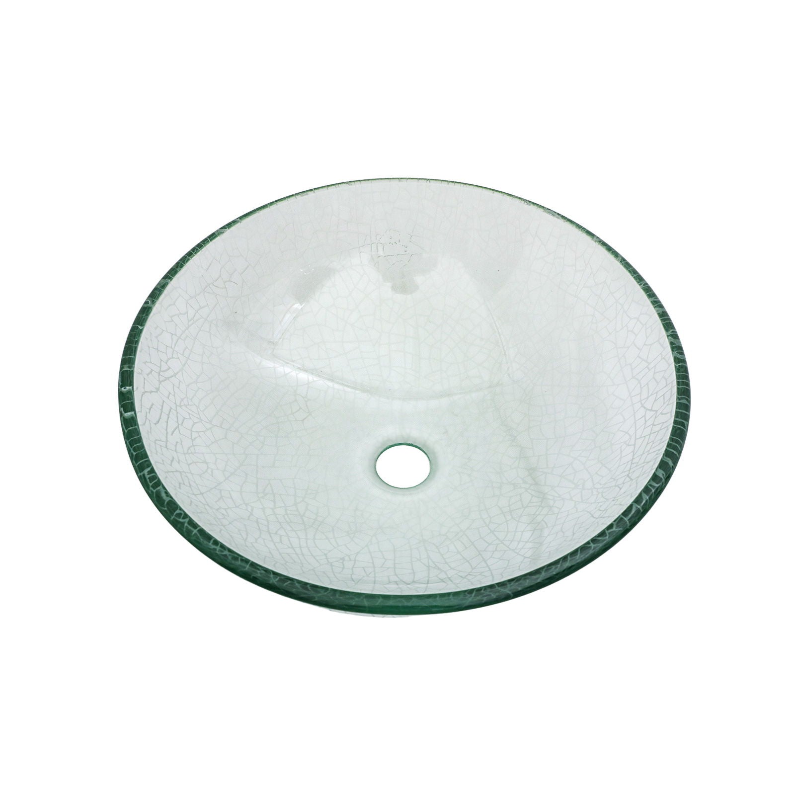 Crackle Vessel Sink, Round Bowl With Pop Up Drain - Clear by HouseOfZazla