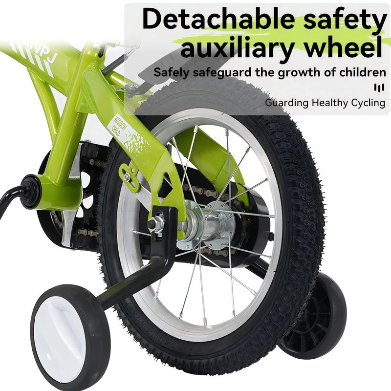 Fkznpj - 16" Sporty Kids Bike With Training Wheels And Stand Adjustable Saddle Suitable For Boys And Girls Aged 4 - 8 Years Tall Height 41 - 46" Available In A Variety Of Colors by HouseOfZazla