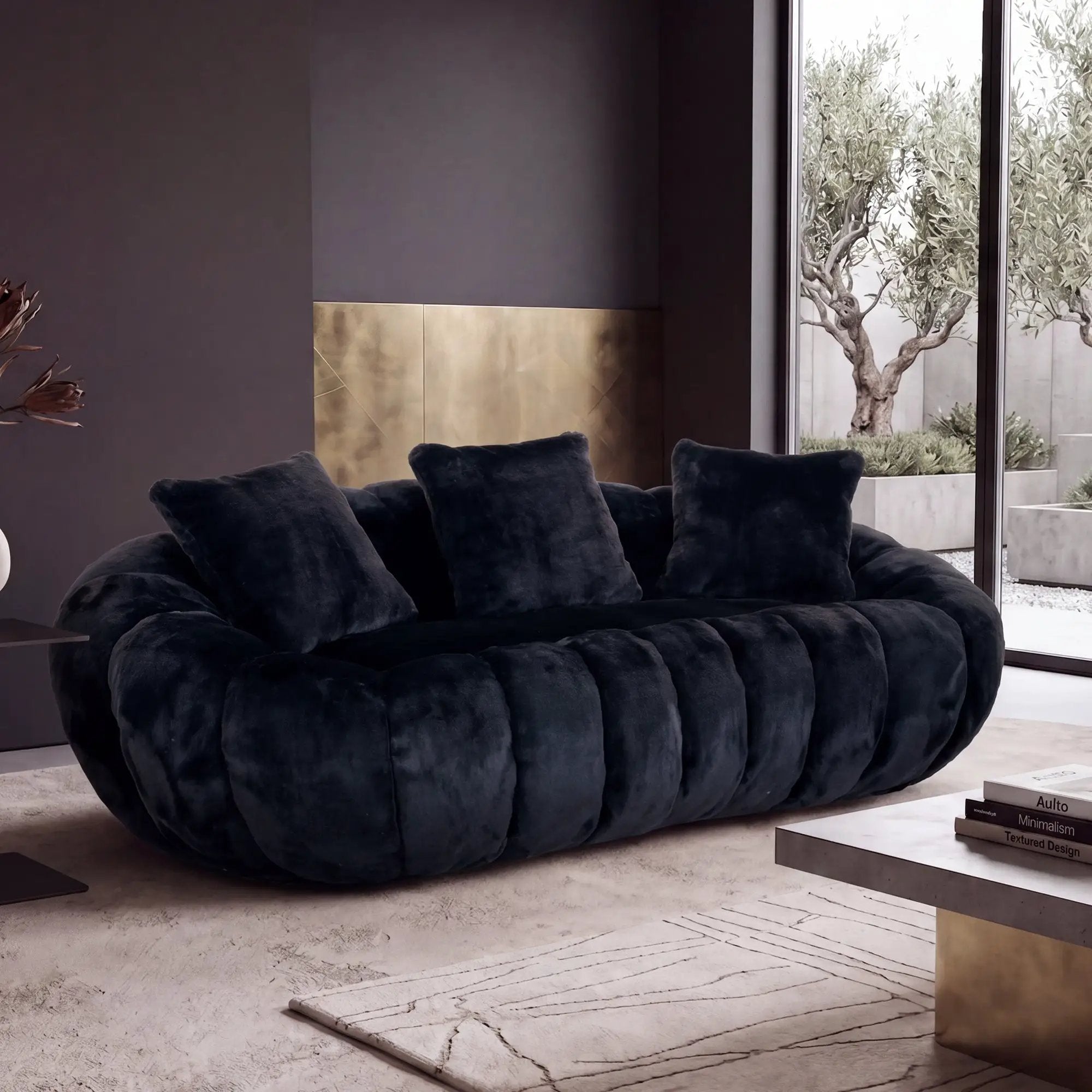 Floral-Shaped Ultra-Soft Faux Fur Two-Seater Sofa by HouseOfZazla