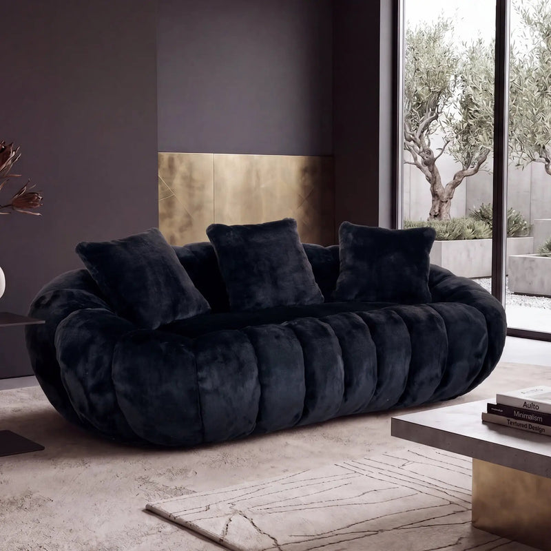 Floral-Shaped Ultra-Soft Faux Fur Two-Seater Sofa by HouseOfZazla