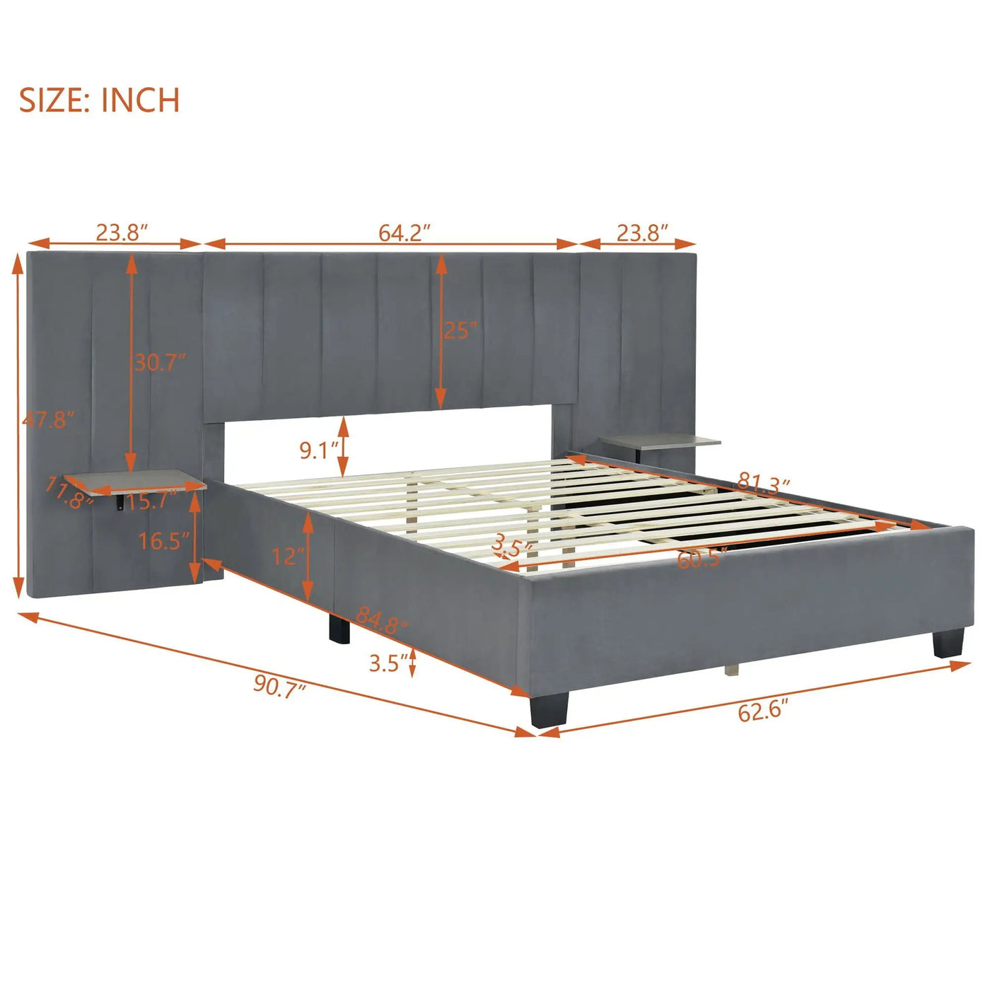 Upholstered Platform Bed With Big Headboard by HouseOfZazla