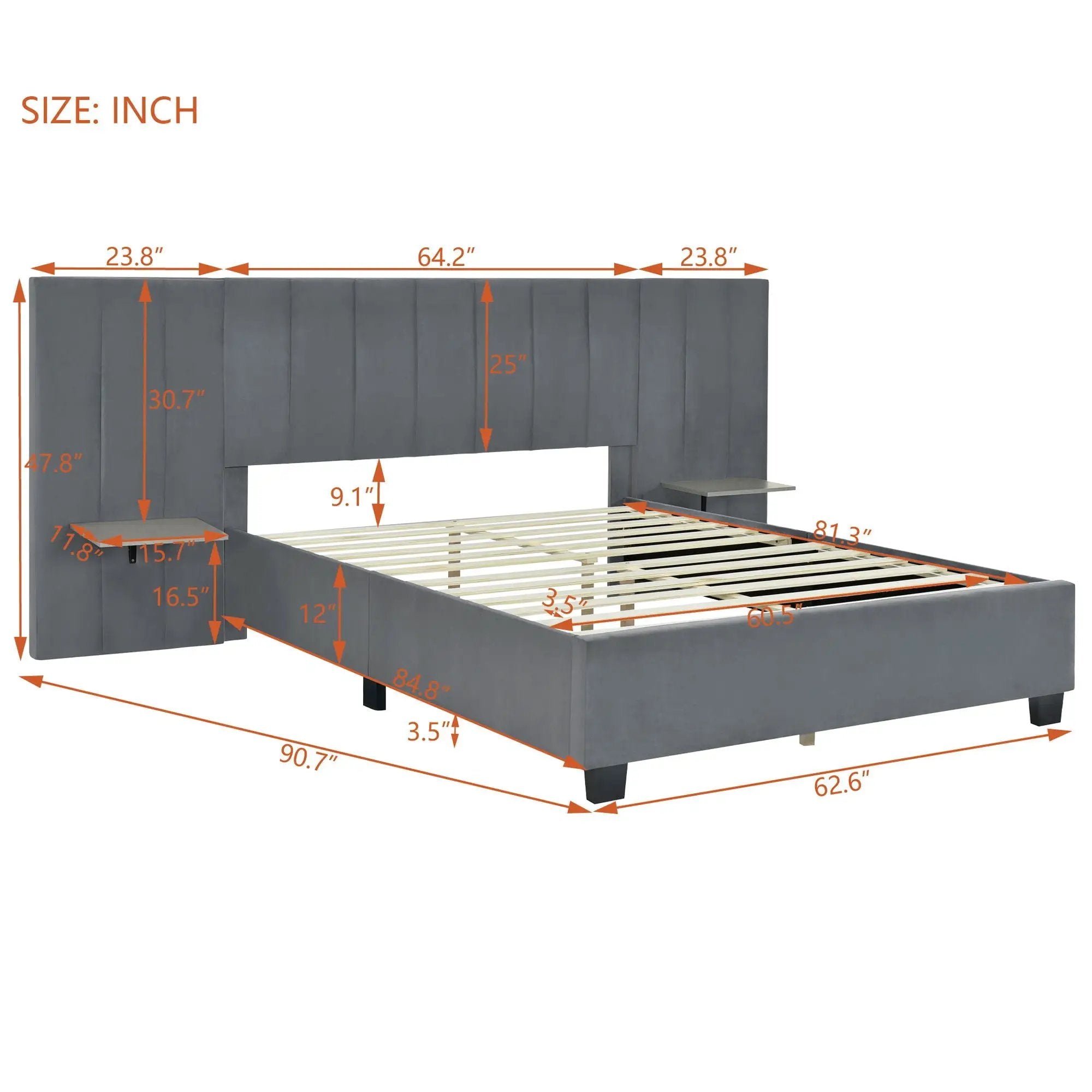 Upholstered Platform Bed With Big Headboard by HouseOfZazla