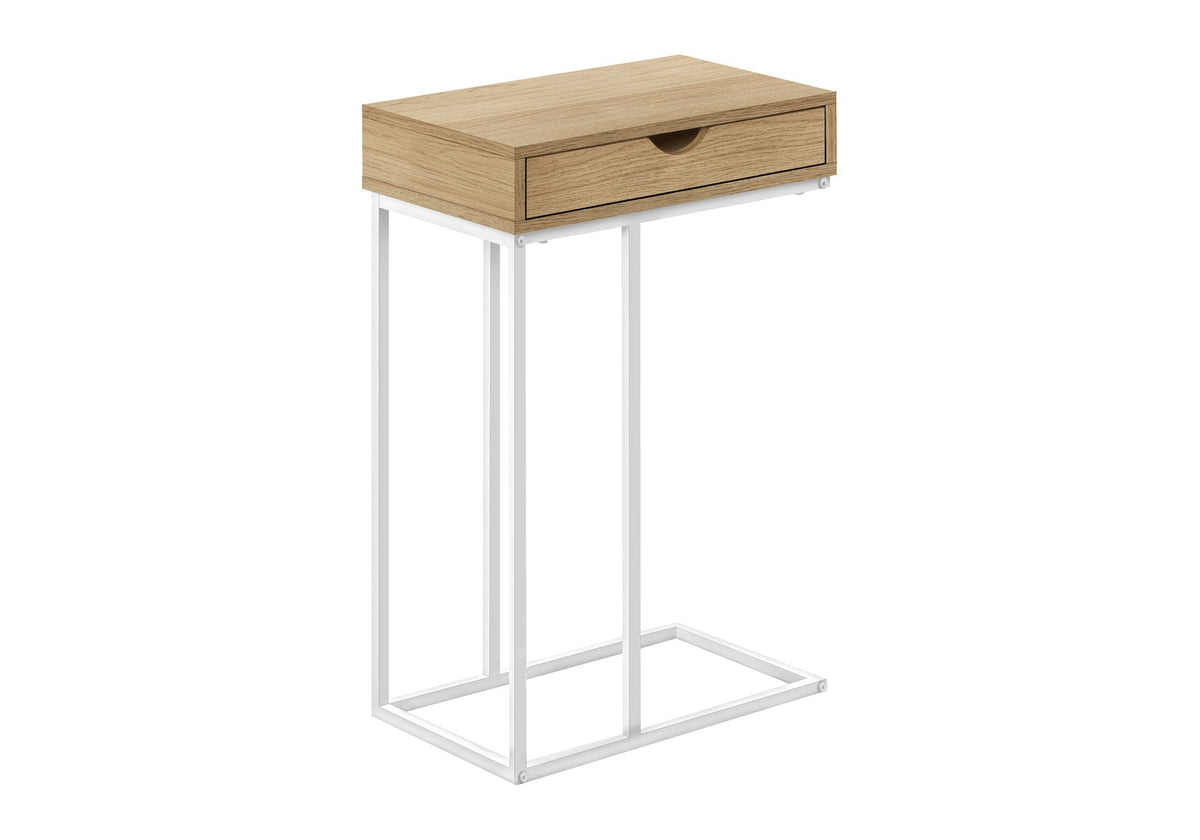 C-Shaped Accent Table with Pass-Through Drawer - Light Brown, White, Black, or Gray, photo 7 of 16