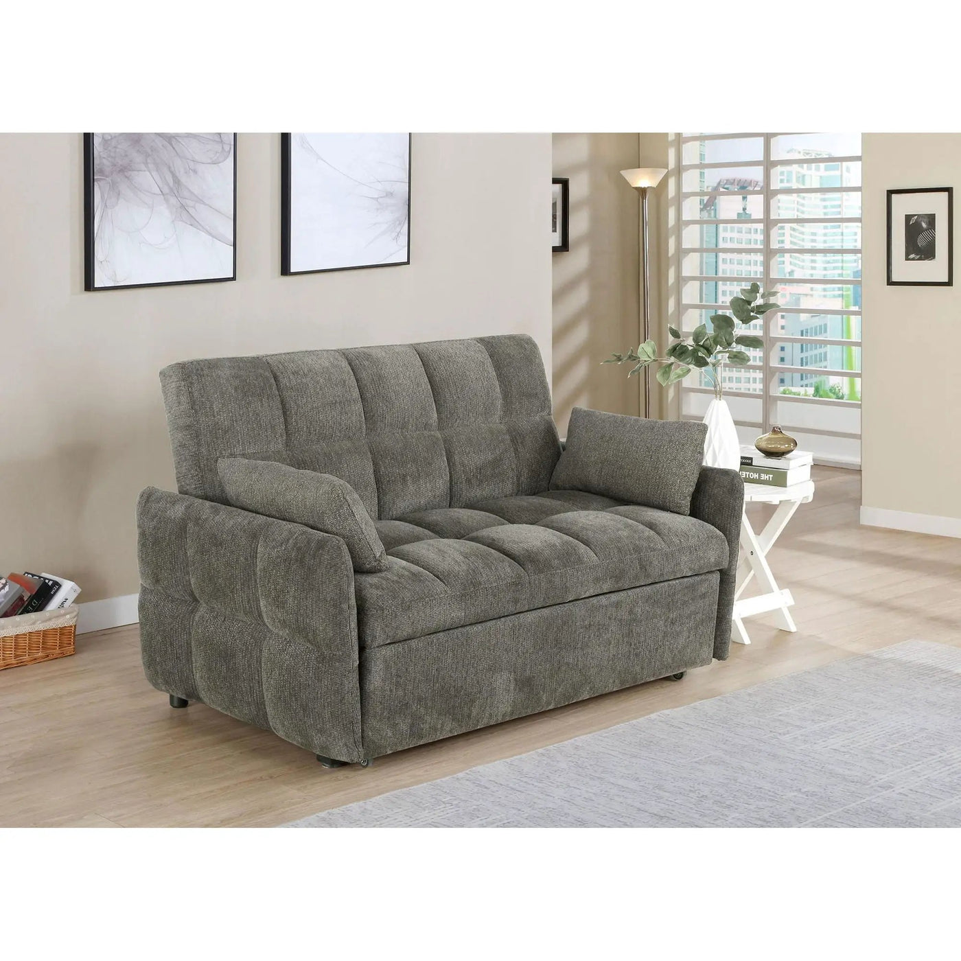 Alvara - Tufted Cushion Pull Out Sleeper Sofa Bed by HouseOfZazla