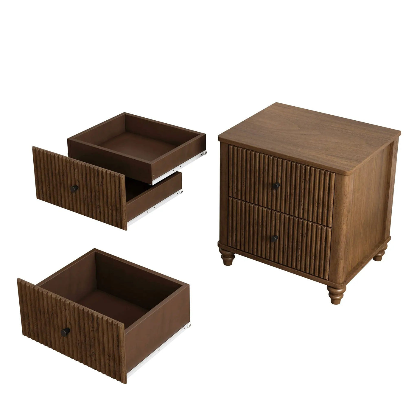 Modern Fluted Nightstand With 3 Drawers by HouseOfZazla
