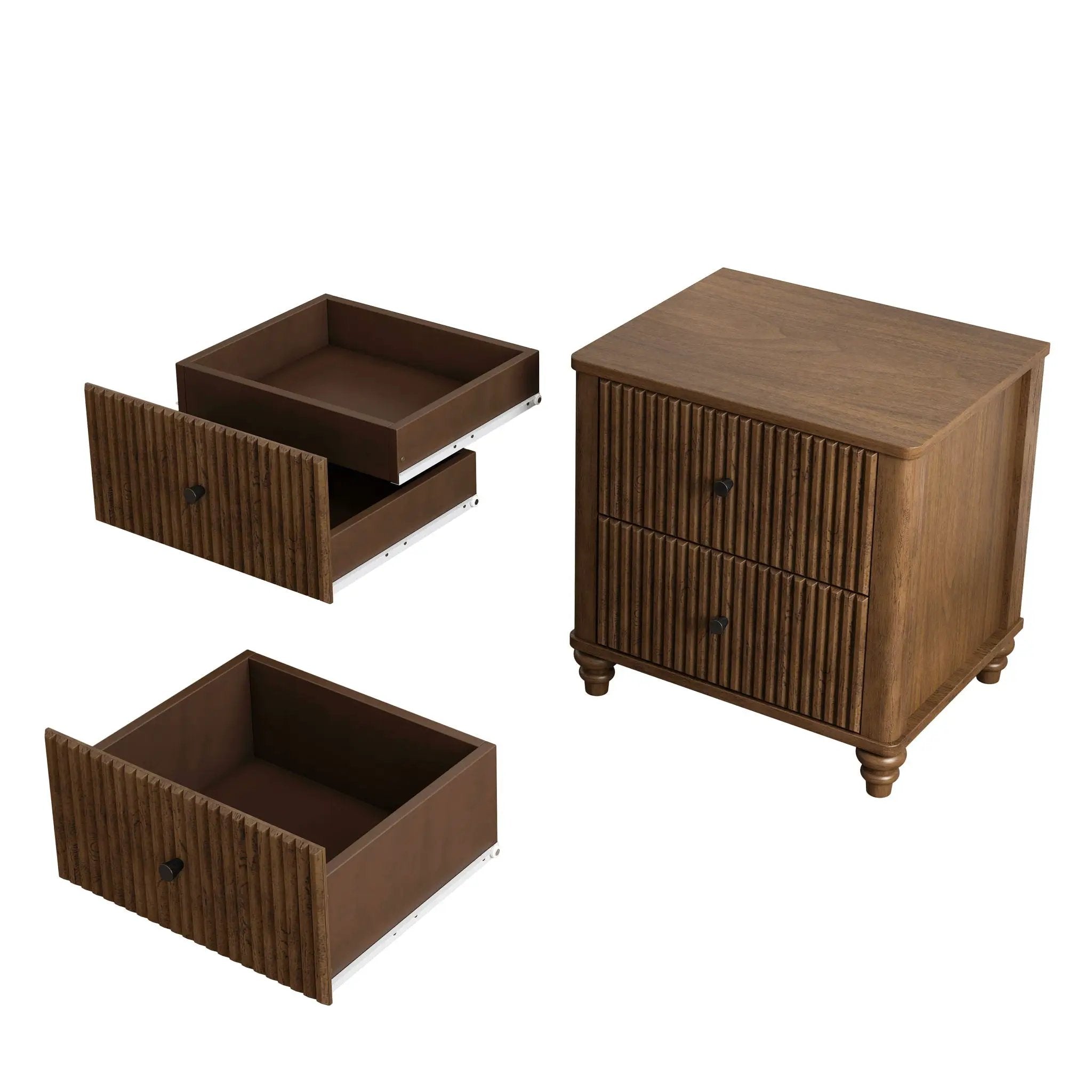 Modern Fluted Nightstand With 3 Drawers by HouseOfZazla