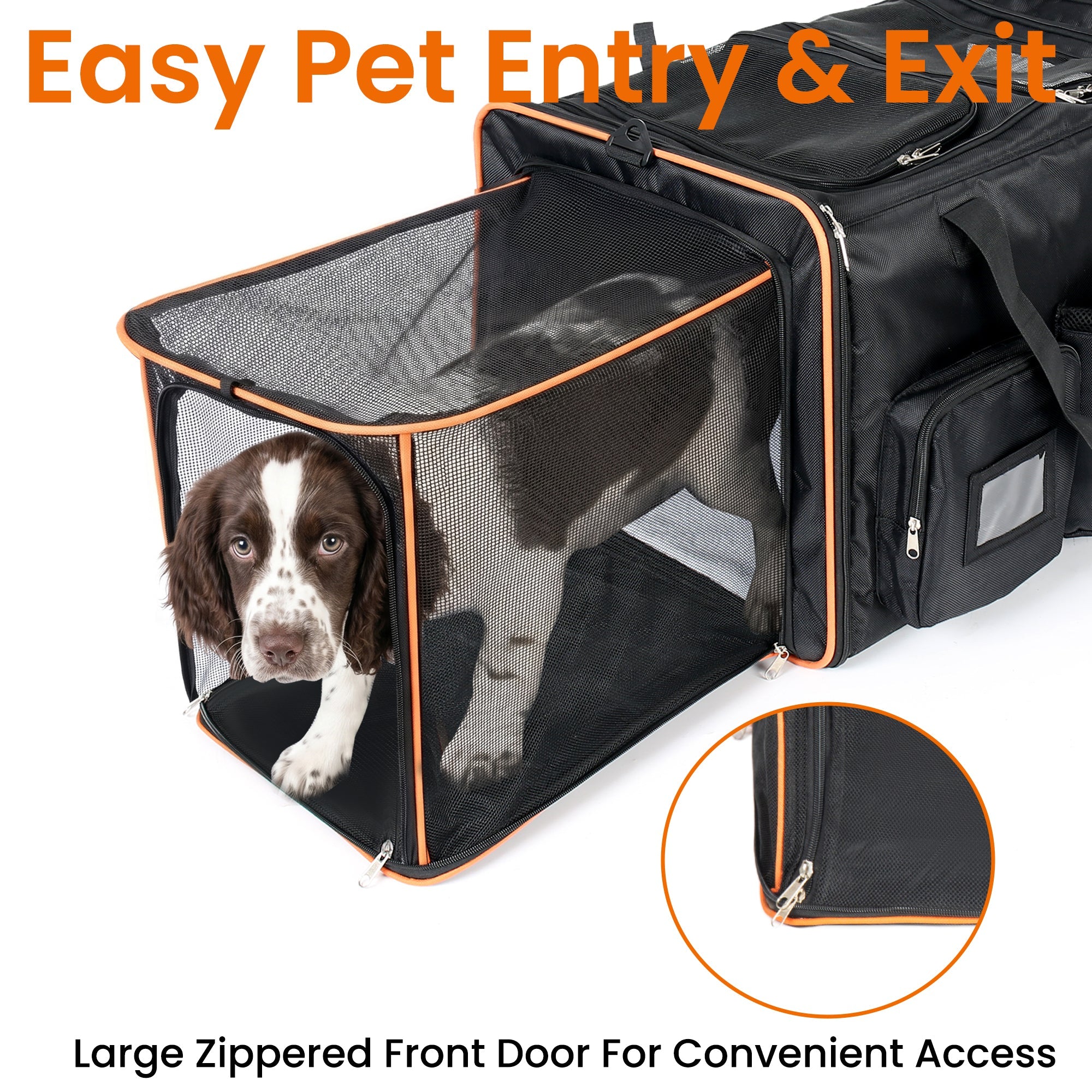 2 in 1 Large Cat Carrier for 2 Cats with Rolling Wheels and Expandable Design by HouseOfZazla