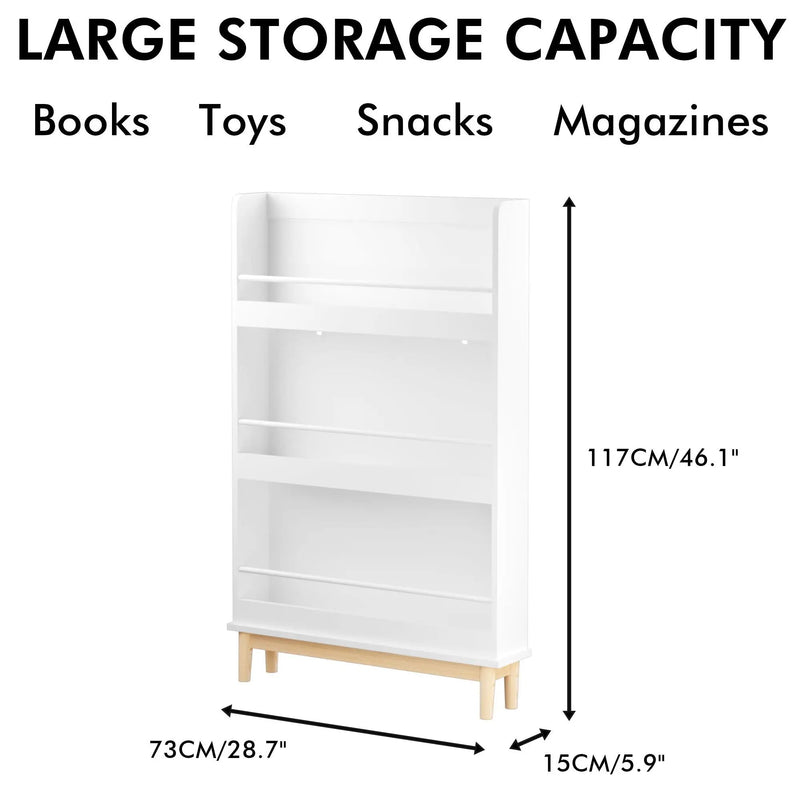 Wall Mounted Bookshelf, 3 Front Facing Display Shelves For Toddler Bedroom - White by Unique Piece Furniture