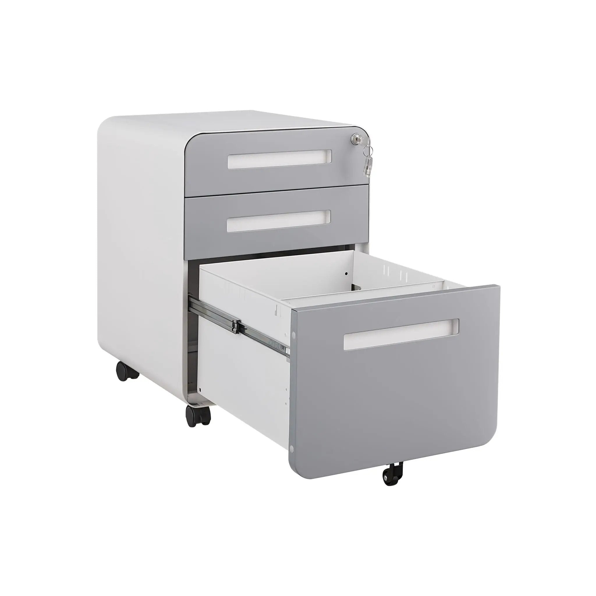 3 Drawer Mobile File Cabinet Under Desk Office, Simple Style Versatile Storage Cabinet For Legal / Letter / A4 Files, 5 Wheel Design Anti-Tilting Cold Rolled Steel Waterproof Moisture-Proof by HouseOfZazla