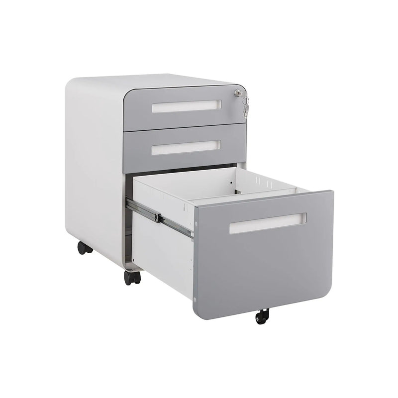 3 Drawer Mobile File Cabinet Under Desk Office, Simple Style Versatile Storage Cabinet For Legal / Letter / A4 Files, 5 Wheel Design Anti-Tilting Cold Rolled Steel Waterproof Moisture-Proof by HouseOfZazla