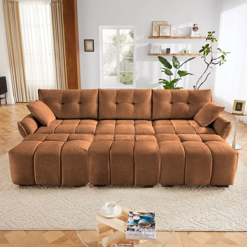 Sofa Set With Ottoman And Pillows, Textured, High Resilience Cushions by HouseOfZazla
