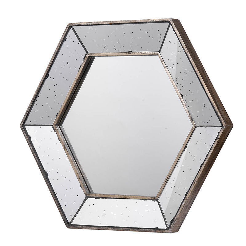 Pearl Silver Hexagon Wall Mirror with Contemporary Glass Design - Pearl Silver, photo 4 of 12