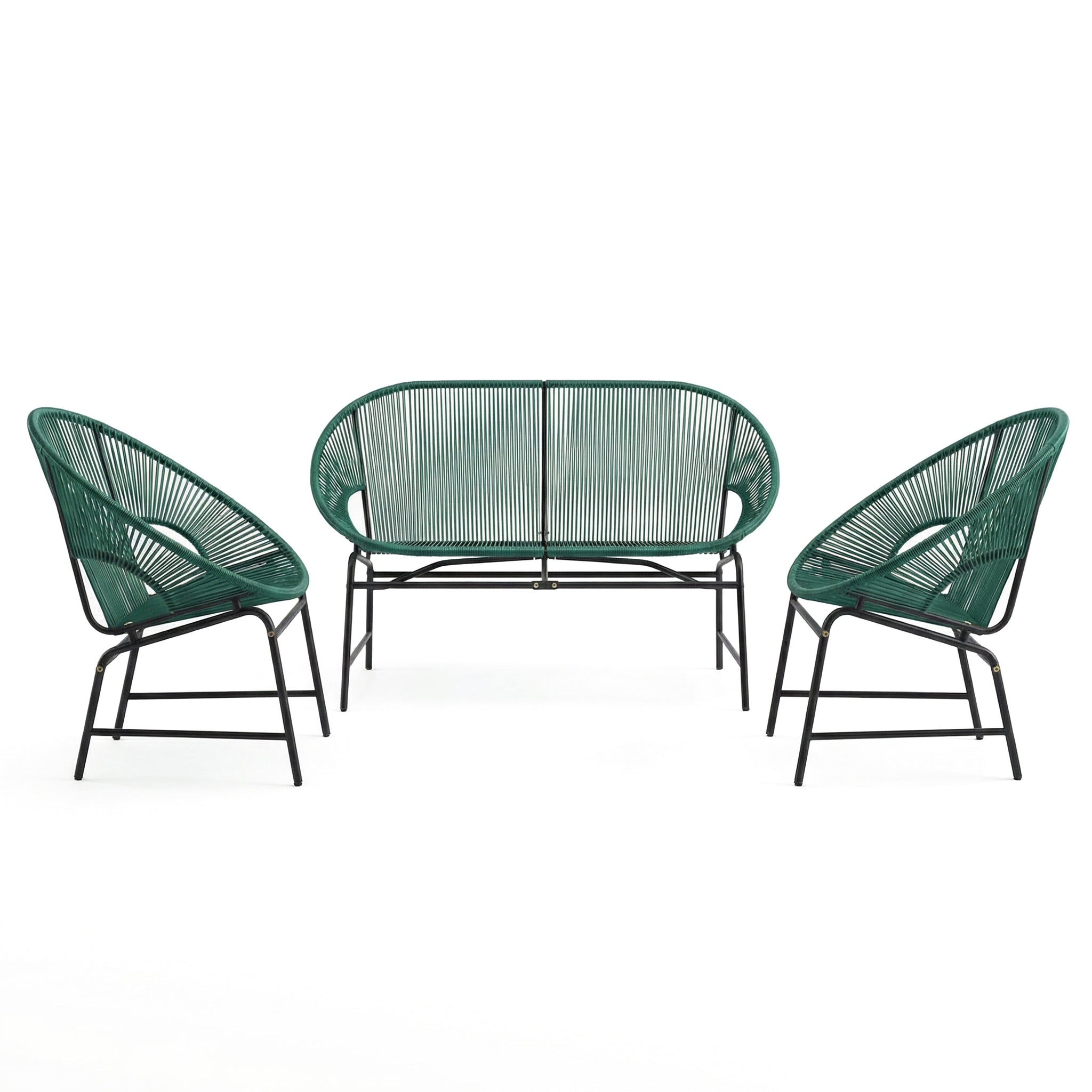 Nusa Outdoor Patio Wicker 3-Piece Chat Set by HouseOfZazla