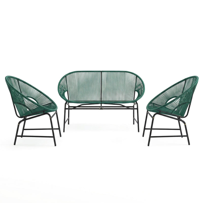Nusa Outdoor Patio Wicker 3-Piece Chat Set by HouseOfZazla
