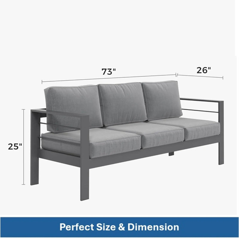 All-Weather Patio Sofa With Cushions, 3 Seat Outdoor Couch by HouseOfZazla