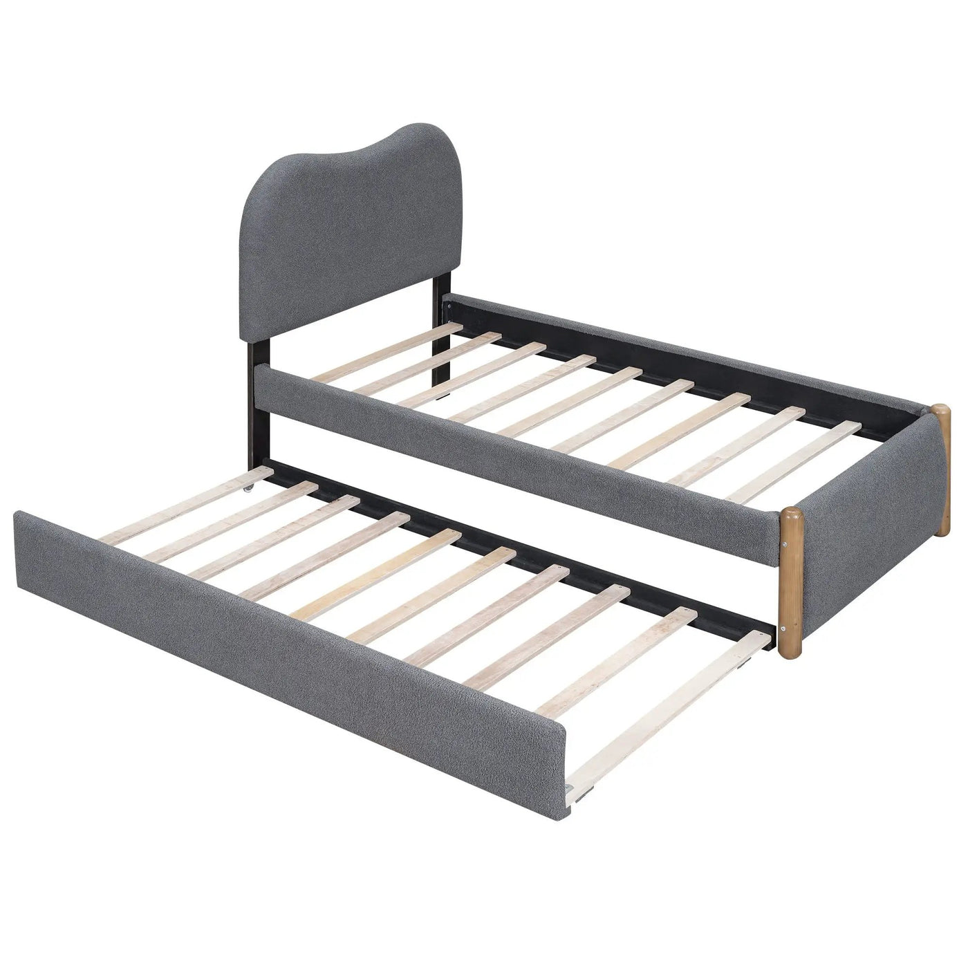 Upholstered Platform Bed With Wood Supporting Feet And Trundle by Unique Piece Furniture