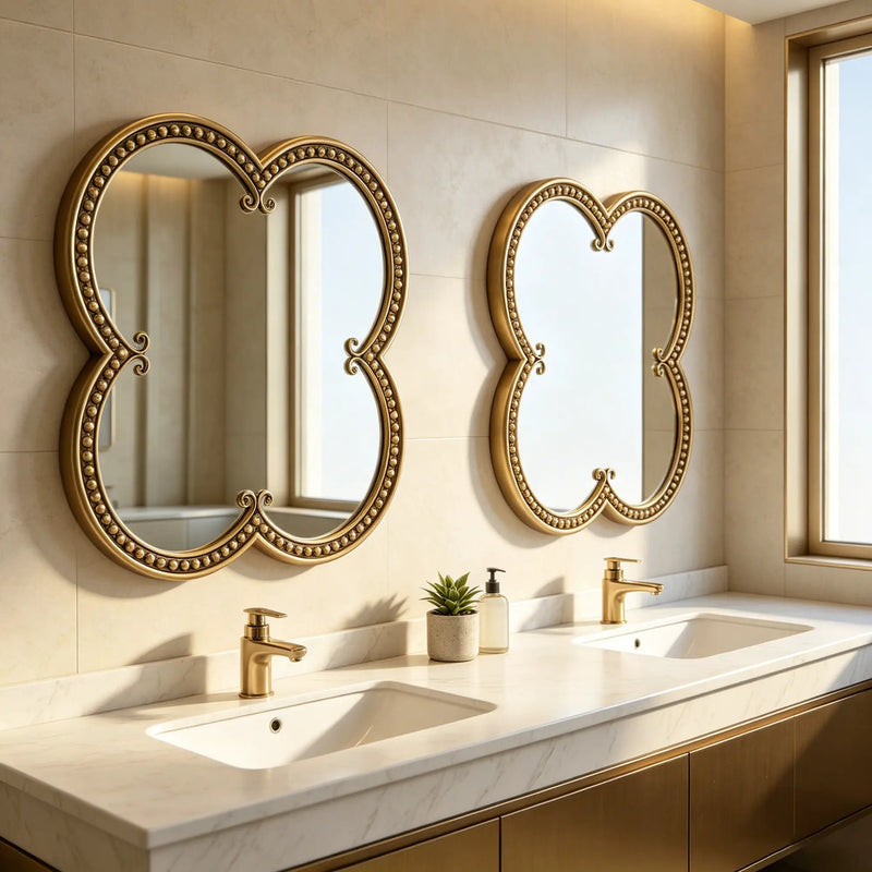 Quatrefoil Mirror with Large Beaded Metal Frame by HouseOfZazla