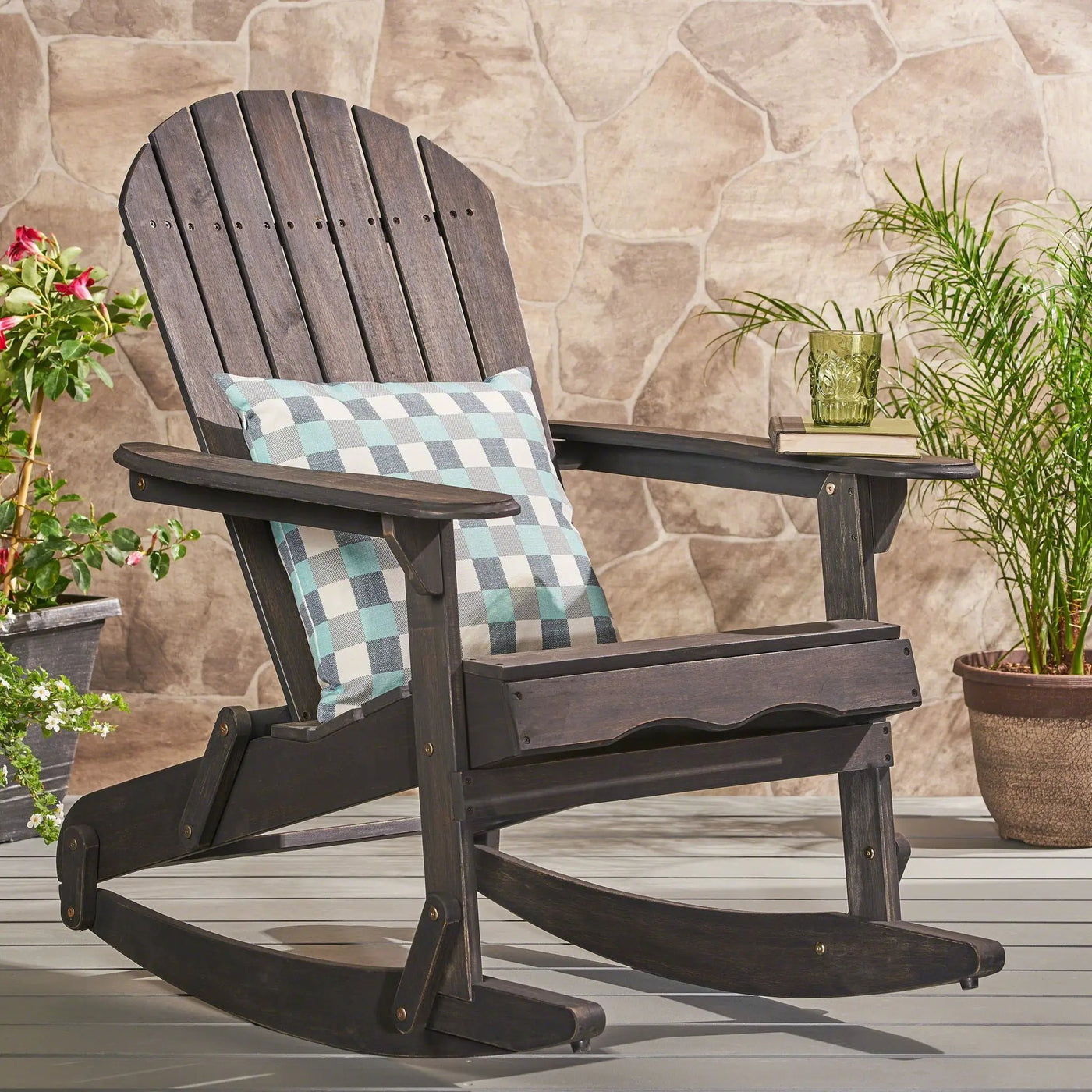 Outdoor Adirondack Rocking Chair With Hand Crafted Details by HouseOfZazla