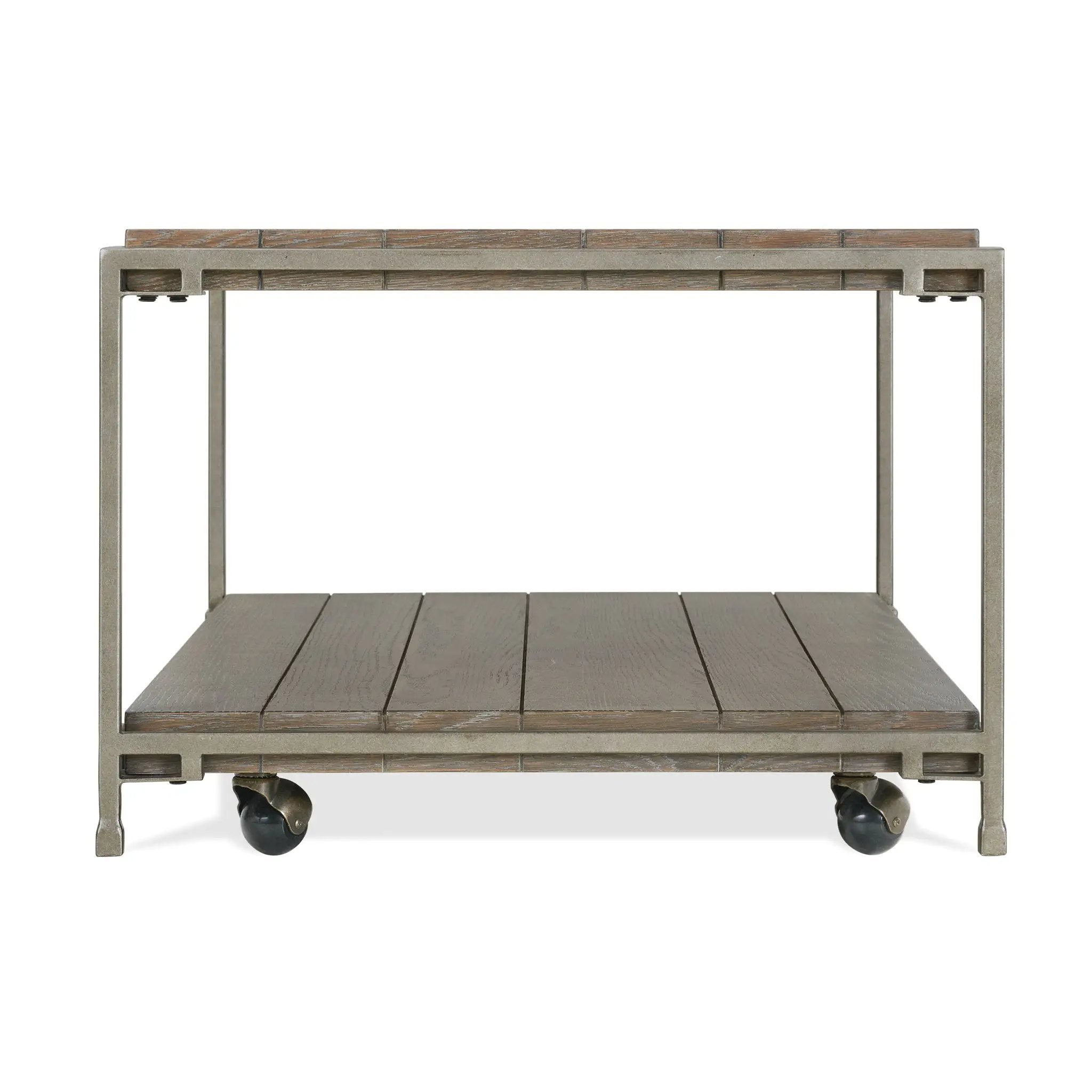 Corbeta - 3 Piece Metal Frame Wood Living Room Coffee Table And 2 Chairside Tables Set, Aged Graphite - Brown by HouseOfZazla
