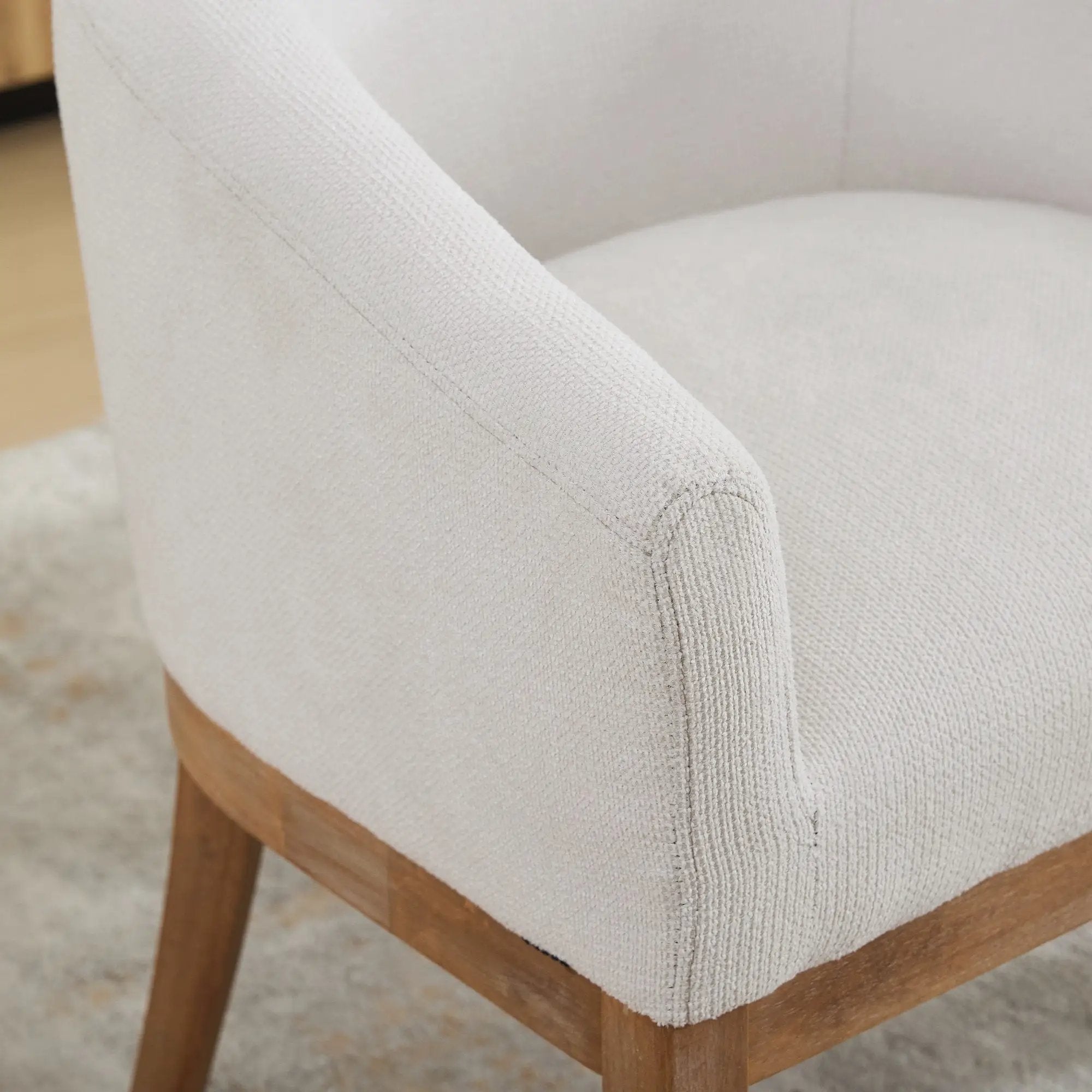 Mid Century Modern Upholstered Barrel Dining Chair with Arms by HouseOfZazla