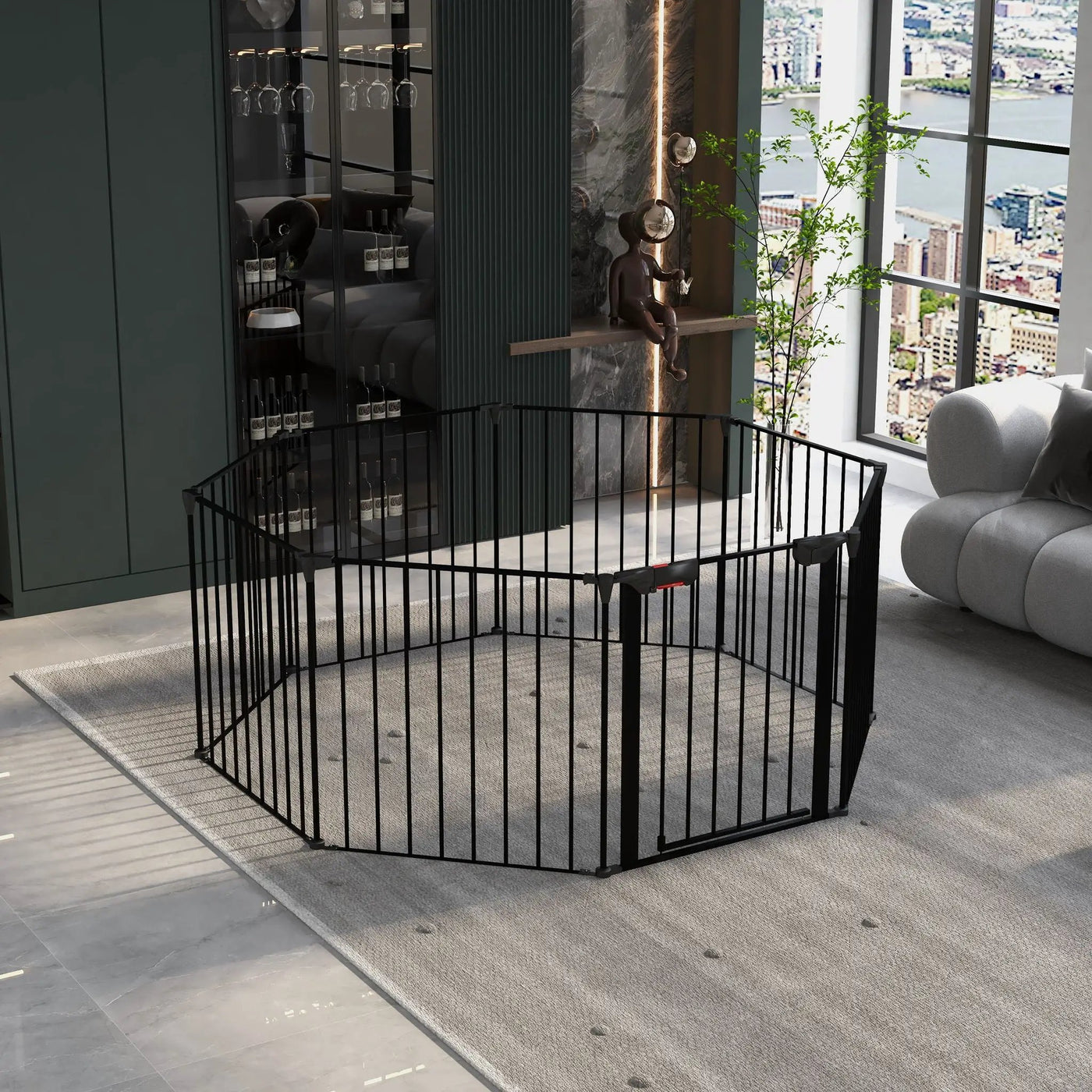 Adjustable Safety Gate Play Yard Metal Doorways Fireplace Fence Christmas Tree Fence Gate For House Stairs Gate Prohibited Area Fence by HouseOfZazla