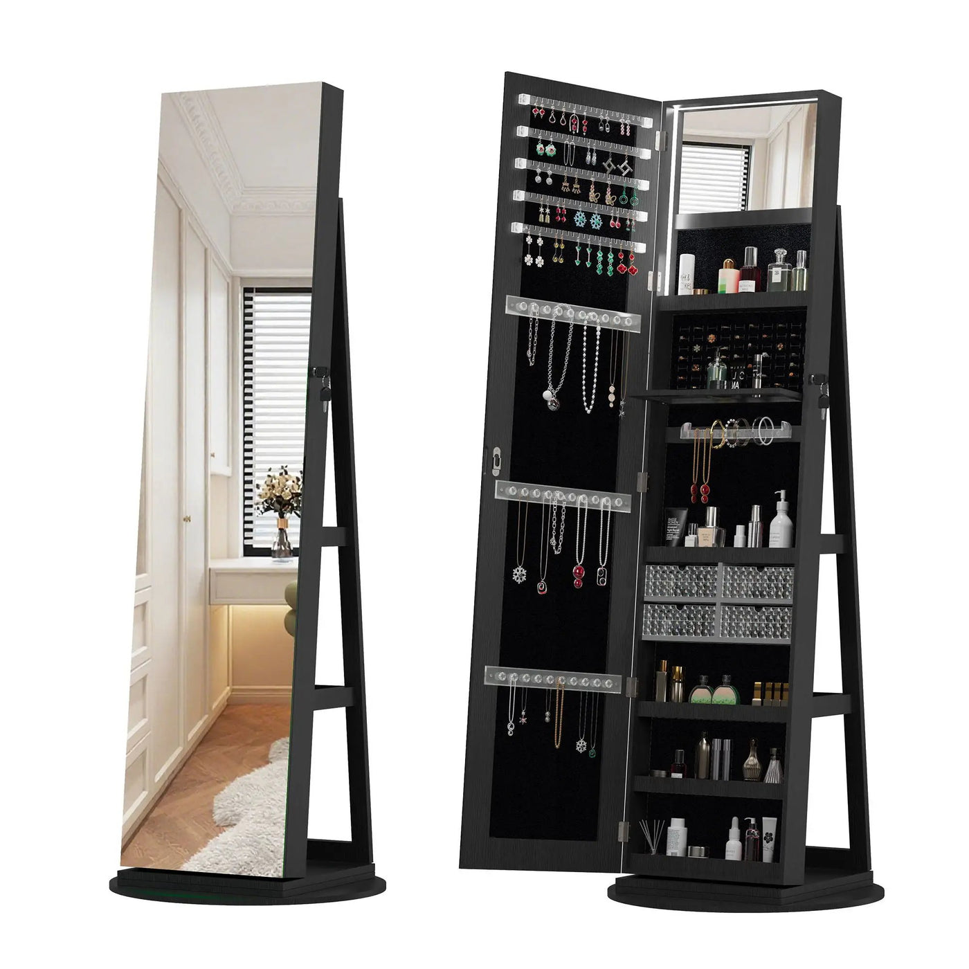 Swivel Jewelry Cabinet With Full Length Mirror by HouseOfZazla