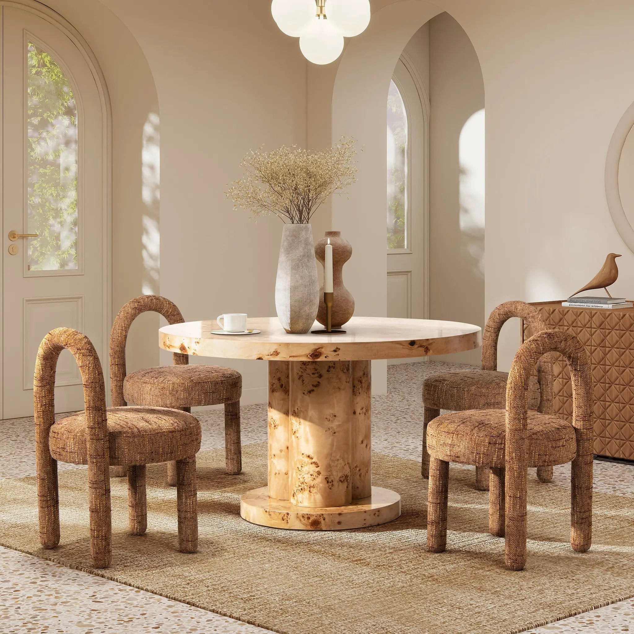 Penny Round Arched Upholstered Dining Side Chair, Set of 2, Golden by HouseOfZazla