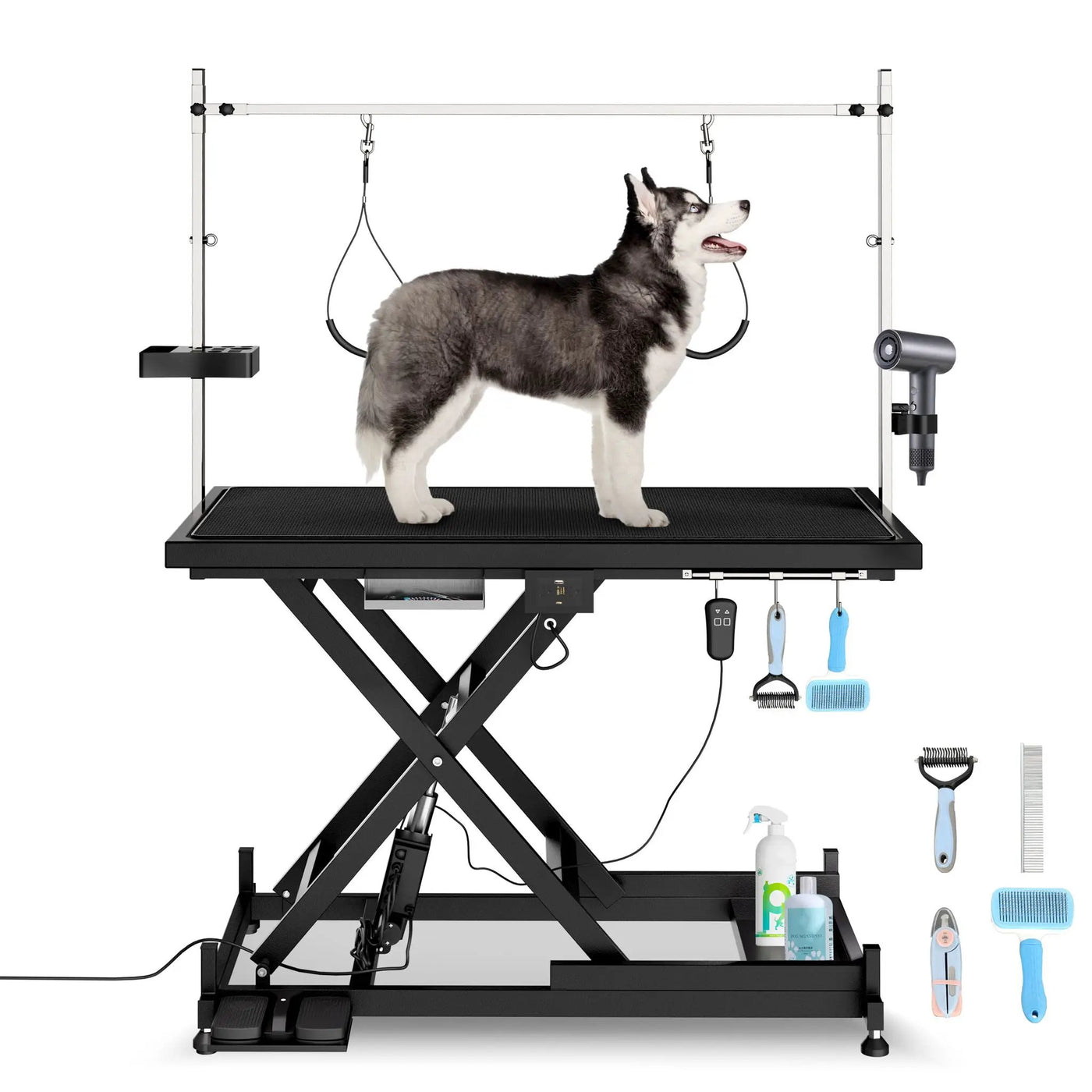 Super Deluxe Electric Pet Grooming Table, Height Adjustable by HouseOfZazla