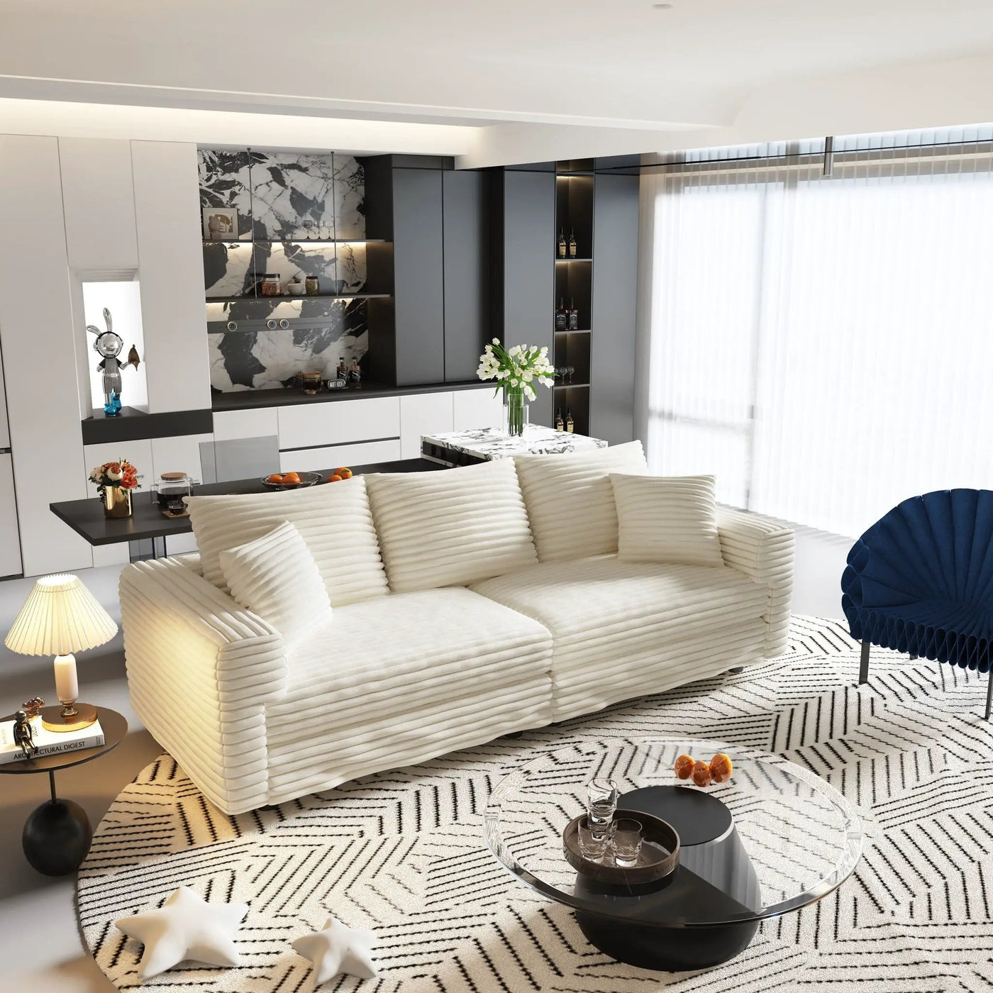 4 Seat Modern Comfy Upholstered Sofa Cloud Couch by HouseOfZazla