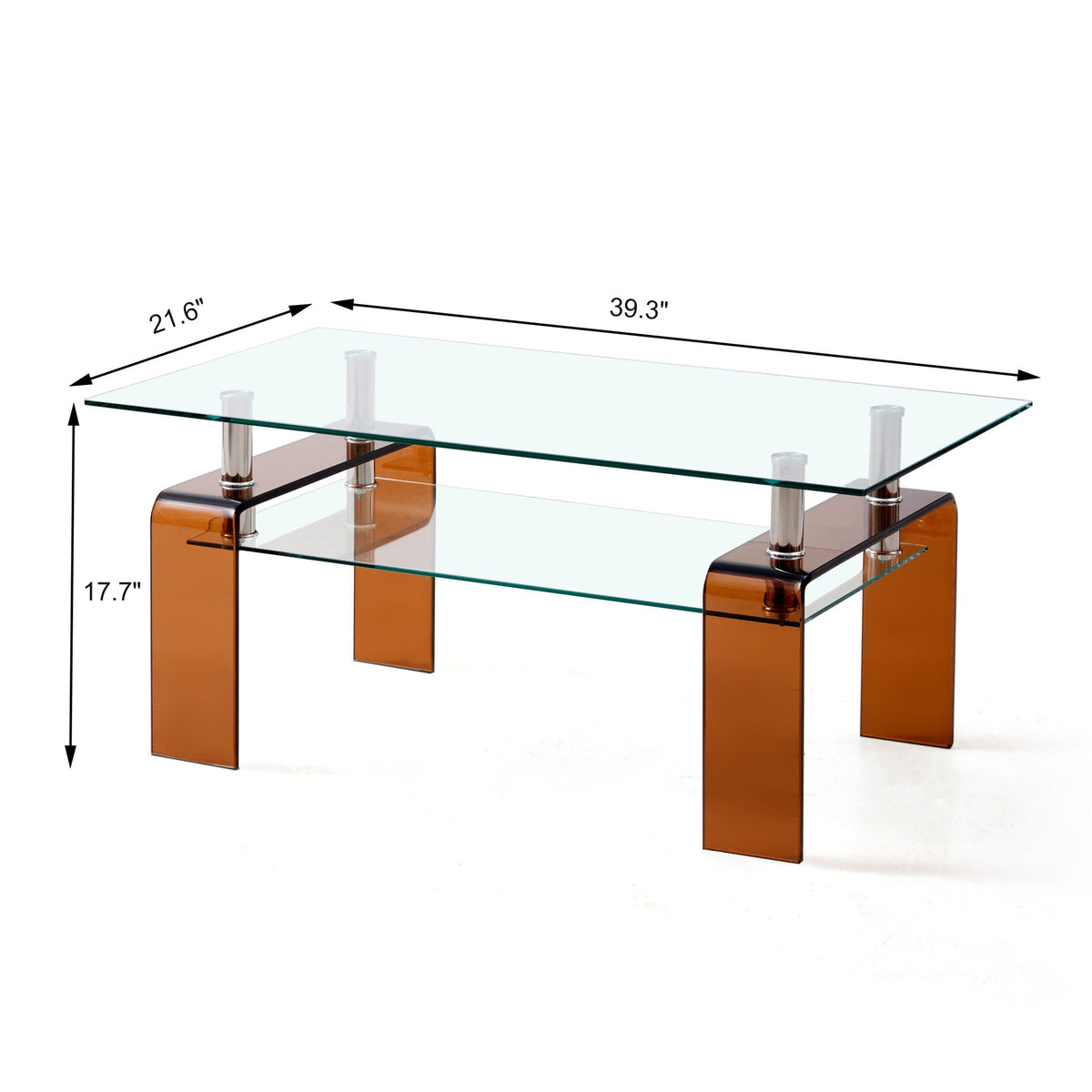 Modern Tempered Glass Coffee Table With 2 Tier Storage For Living Room, photo 3 of 13