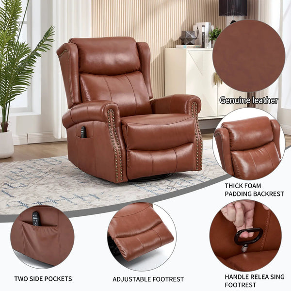 Heat Massage Manual Recliner Chair with Rocker and Swivel, photo 2 of 10