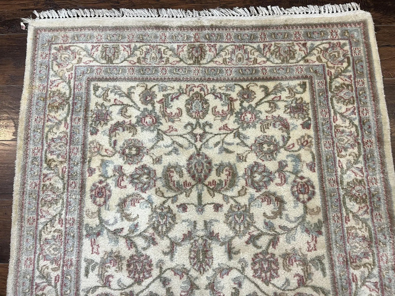 Indo Persian Rug 4x6, Vintage Handmade Wool Carpet, Floral Allover Pattern, Beige, Pair A by Jewel Rugs