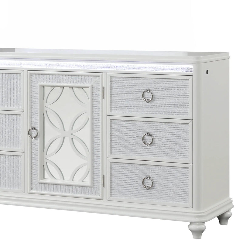 Abigale - 6 Drawer Dresser With LED (Includes Dresser Only, Mirror Not Included) - White by HouseOfZazla