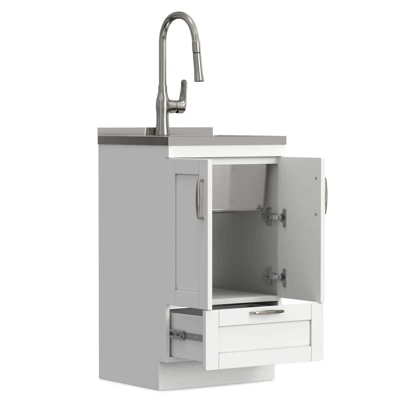 Reed - Deluxe Laundry Cabinet With Pull-Out Faucet And Stainless Steel Sink by HouseOfZazla