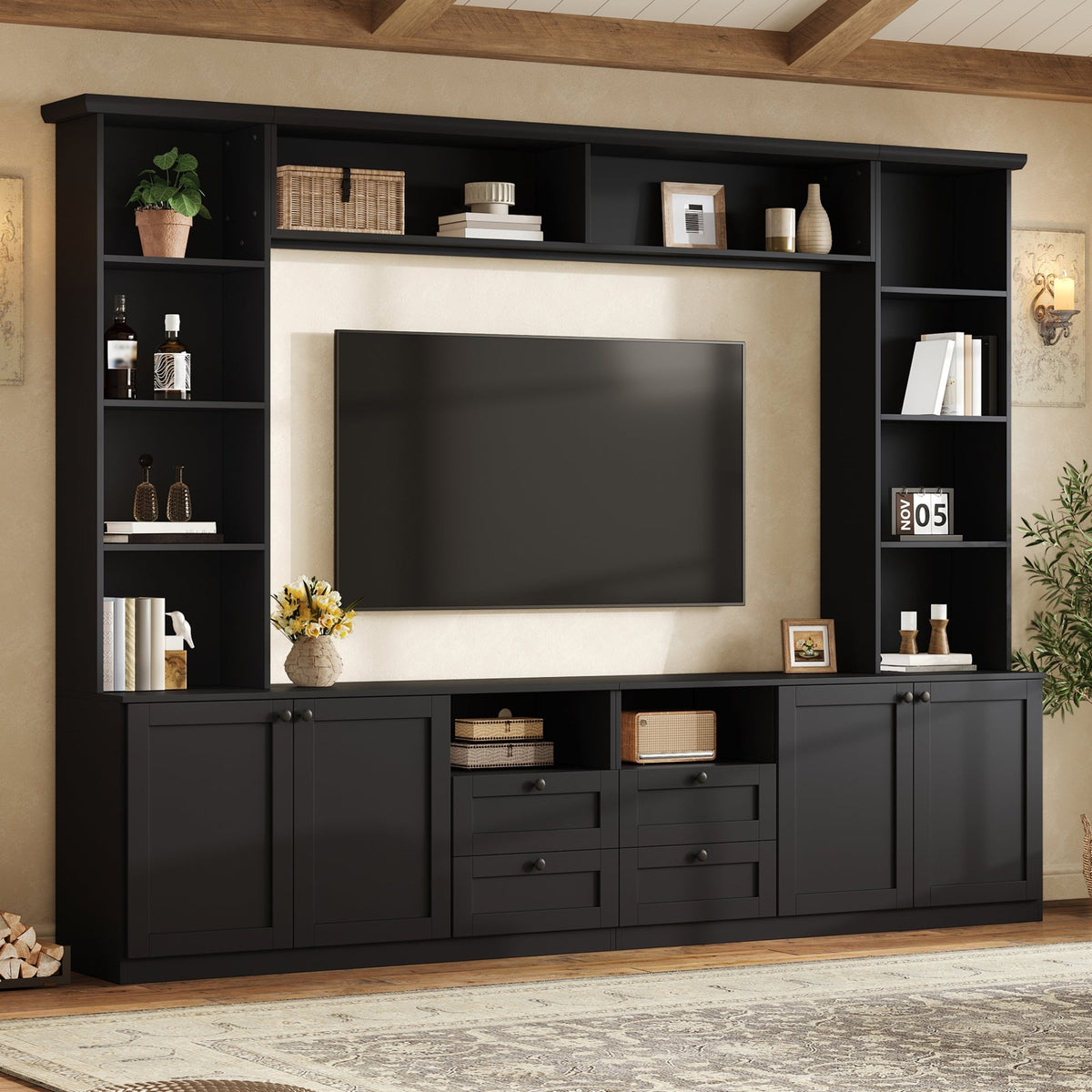 Farmhouse Elegant Entertainment Center Wall Unit, photo 2 of 10