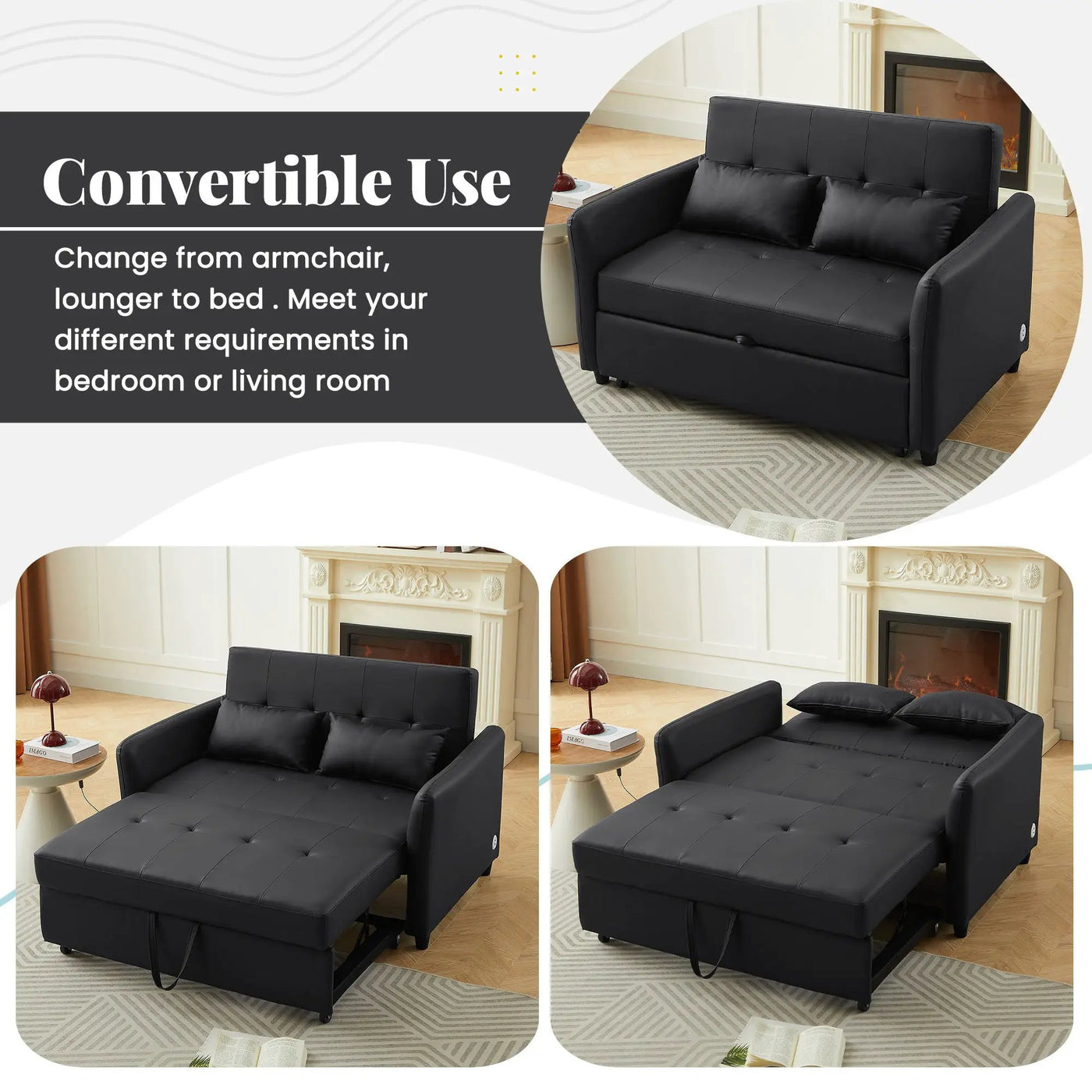 Convertible Sleeper Sofa Bed With 3 USB Ports by HouseOfZazla