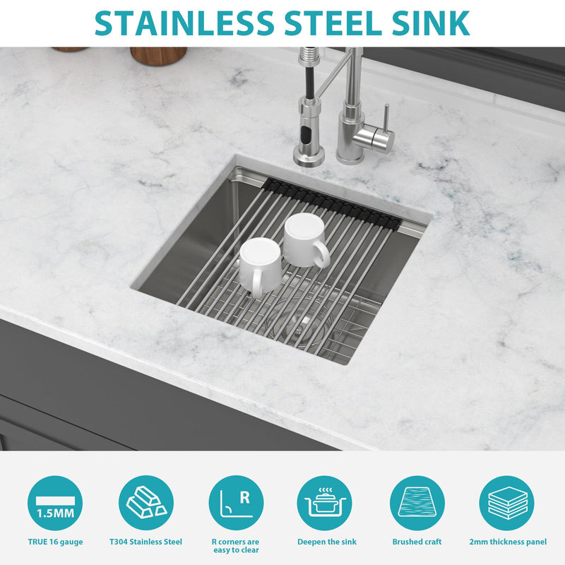 17" Undermount Kitchen Sink - Single Bowl by HouseOfZazla