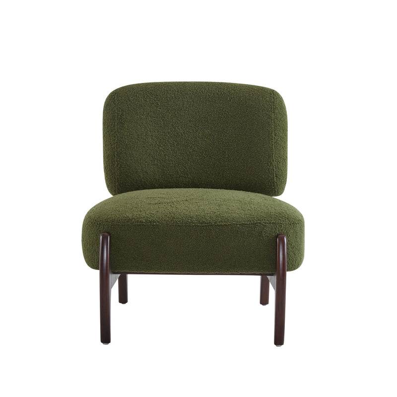 Modern Boucle Lounge Chair With Solid Wood Frame