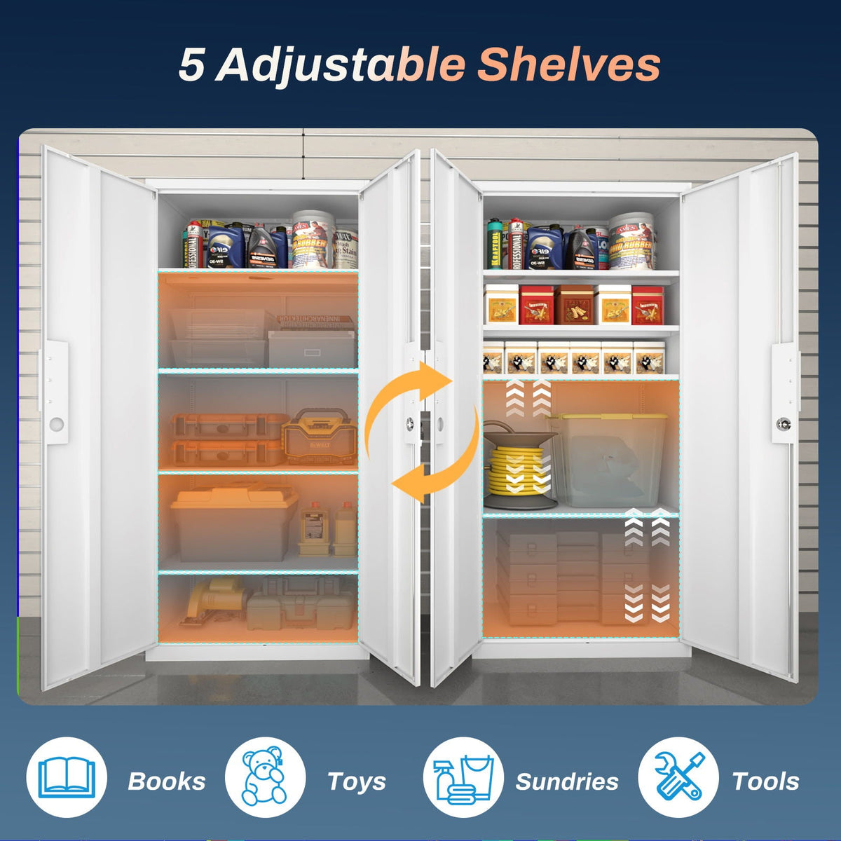 2 Door File Cabinet With Lock, 4 Adjustable Shelves, Heavy-Duty, photo 6 of 21